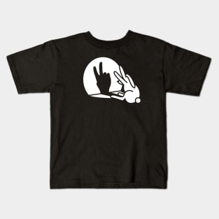 Funny rabbit hare shadow hand victory peace V sign Kids T-Shirt